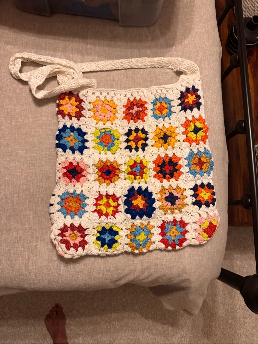 American Eagle Outfitters Multicolor Crochet Crossbody Bag with Cream Trim